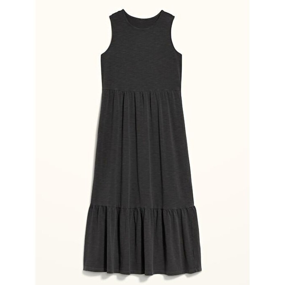 Universal Thread Girls Black Knit Fit & Flare Long Ruffle Dress, Sleeveless M